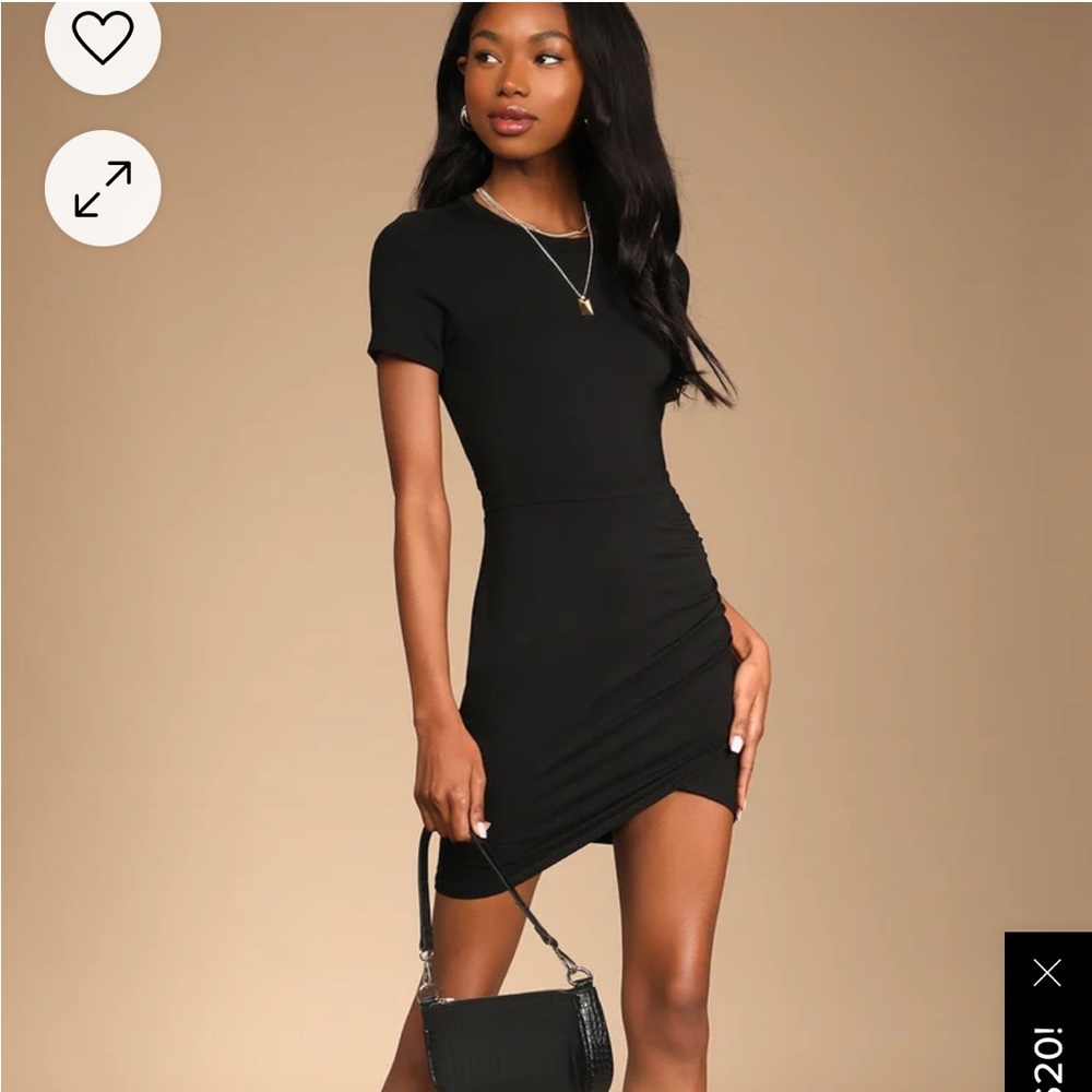 NWT Lulus Basic With A Twist Black Twist-Back Cutout Bodycon Mini Dress